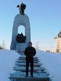 I in front of War memorial