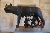 Romulus and Remus with a wolf
