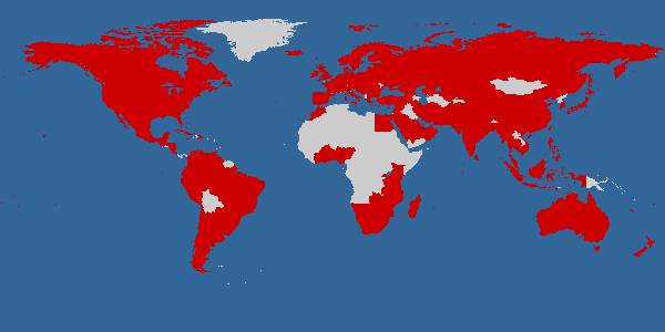 Countries from which weblog visitors came from