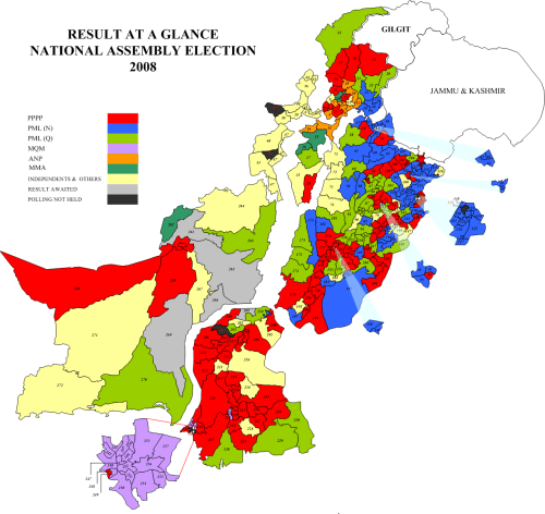 Map of Pakistan election results