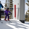 Getting off the chairlift at Keystone